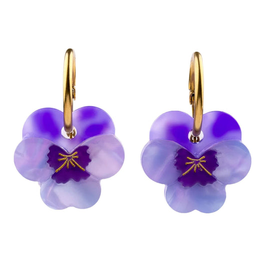 CouCou Suzette Naušnice Purple Pansies