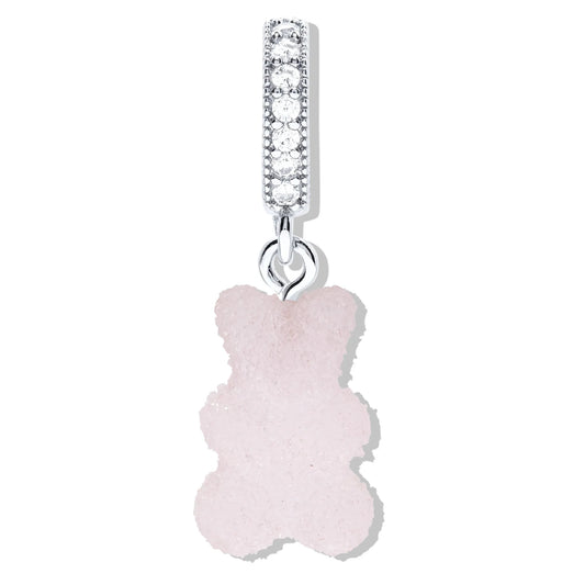 Crystal Haze Nostalgia bear Fizzy Pave privjesak - Strawberry srebrni