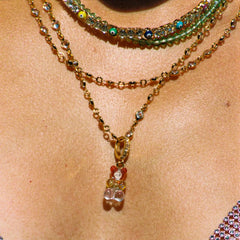 Crystal Haze Nostalgia bear Pave privjesak - Rainbow