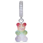 Crystal Haze Nostalgia bear Pave pendant - Rainbow silver