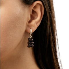 Crystal Haze Nostalgia bear naušnica - Licorice srebrna