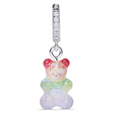 Crystal Haze Nostalgia bear earring - Rainbow silver