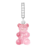 Crystal Haze Nostalgia bear Pave pendant - Bubblegum Pink silver