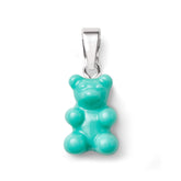 Crystal Haze Nostalgia bear pendant - Mykonos blue silver