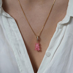 Crystal Haze Nostalgia bear Pave privjesak - Bubblegum pink