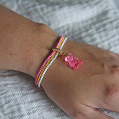 Crystal Haze Nostalgia bear Pave privjesak - Bubblegum pink