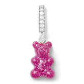 Crystal Haze Nostalgia bear Pave pendant - Magenta silver