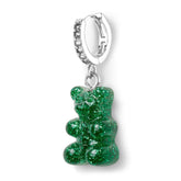 Crystal Haze Nostalgia bear earring - Green Haze silver