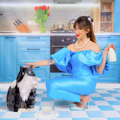 Coucou Suzette Hair clip Black &amp; White cat