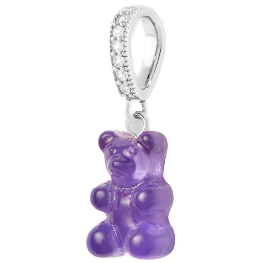 Crystal Haze Nostalgia bear Pave pendant - Plum silver
