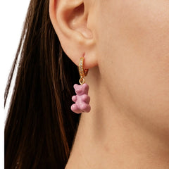 Crystal Haze Nostalgia bear earring - Mauve Pink