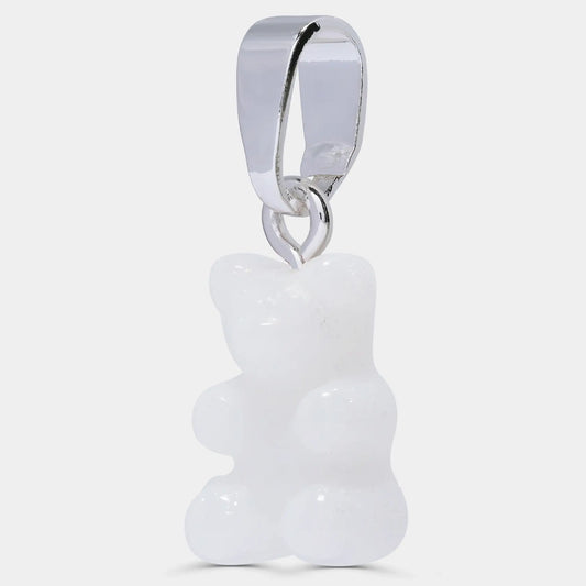 Crystal Haze Nostalgia bear pendant - Pearly silver