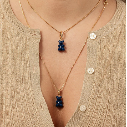 Crystal Haze Nostalgia bear pendant - Sapphire