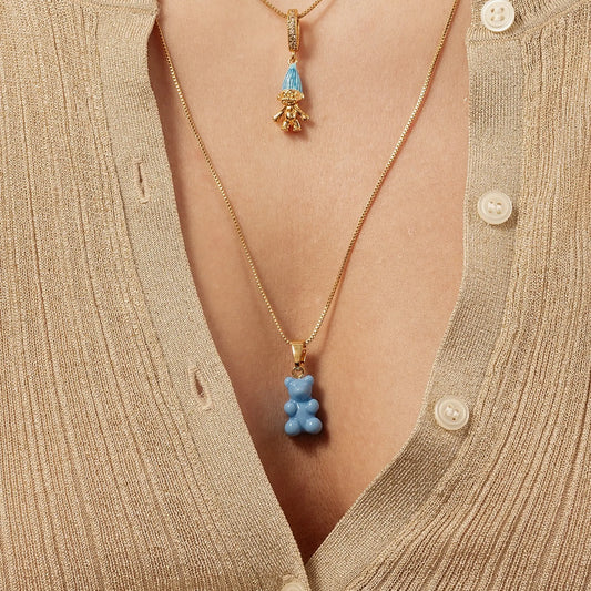 Crystal Haze Nostalgia bear pendant - Sky Blue