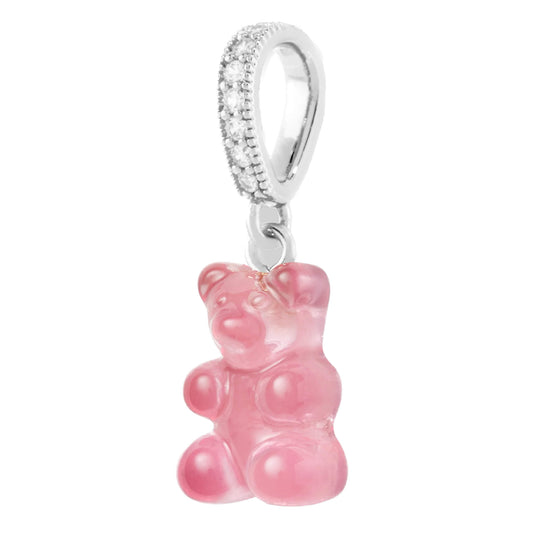Crystal Haze Nostalgia bear Pave pendant - Bubblegum Pink silver