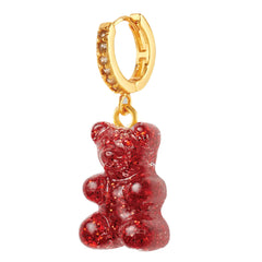 Crystal Haze Nostalgia bear earring - Red Velvet