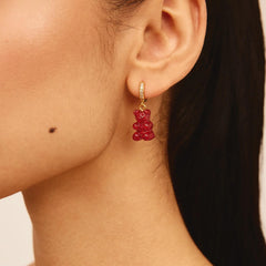 Crystal Haze Nostalgia bear earring - Red Velvet