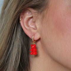 Crystal Haze Nostalgia bear earring - Sangria