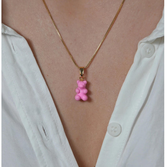 Crystal Haze Nostalgia bear pendant - Candy pink