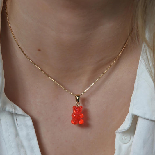 Crystal Haze Nostalgia bear pendant - Jelly red