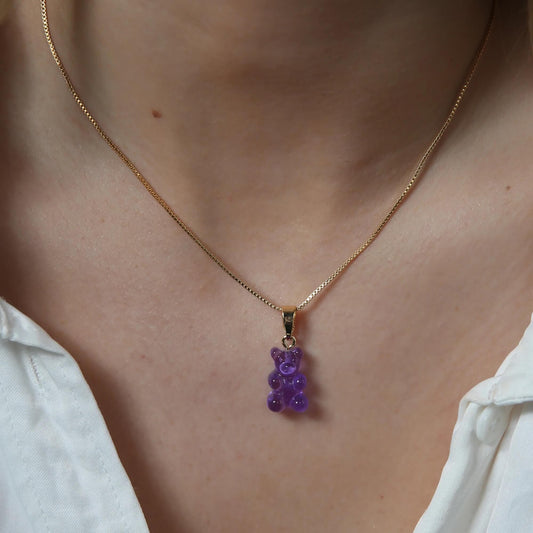 Crystal Haze Nostalgia bear pendant - Plum