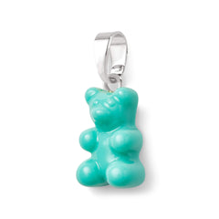 Crystal Haze Nostalgia bear pendant - Mykonos blue silver