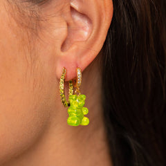 Crystal Haze Mini Ring Earrings - Olive