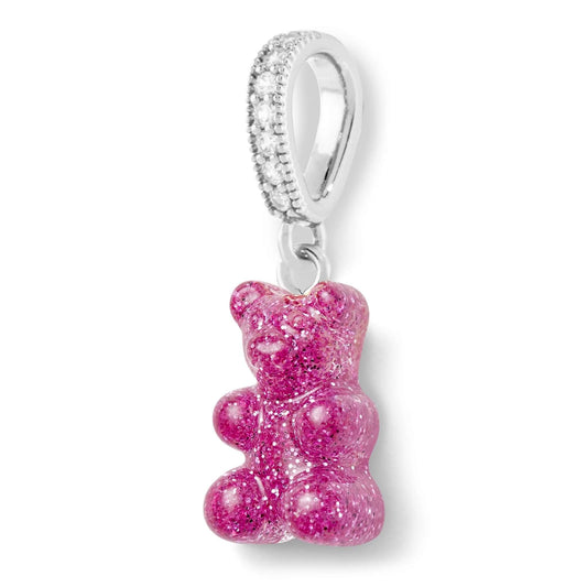 Crystal Haze Nostalgia bear Pave pendant - Magenta silver