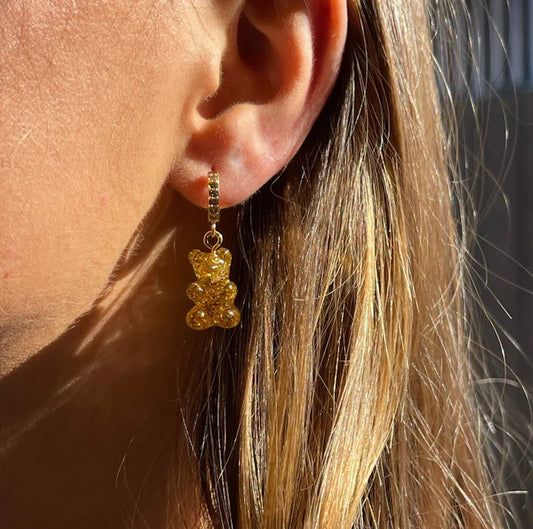 Crystal Haze Nostalgia bear earring - 24 k