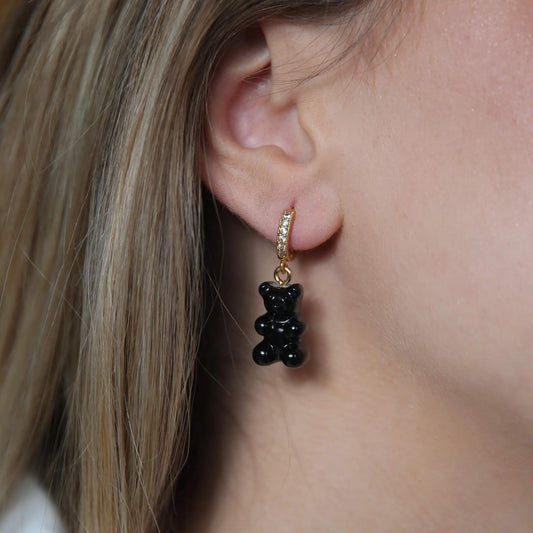 Crystal Haze Nostalgia bear earring - Black