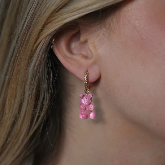 Crystal Haze Nostalgia bear earring - Bubblegum pink