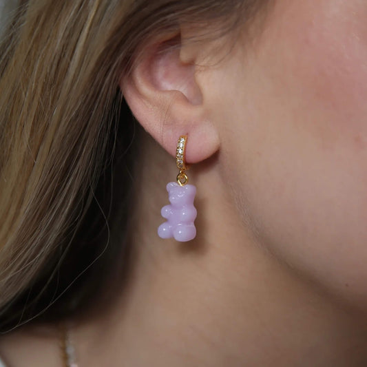 Crystal Haze Nostalgia bear earring - Lavender