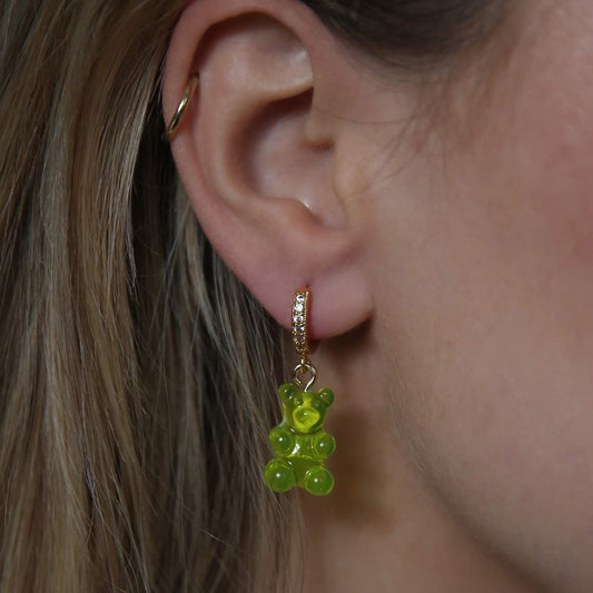 Crystal Haze Nostalgia bear earring - Lime