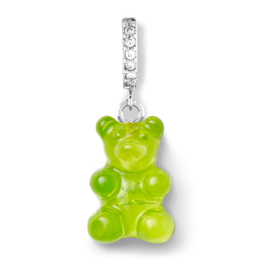 Crystal Haze Nostalgia bear earring - Lime silver