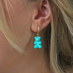 Crystal Haze Nostalgia bear earring - Mykonos blue 