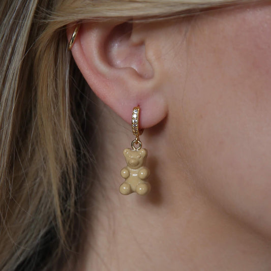 Crystal Haze Nostalgia bear earring - Salt caramel