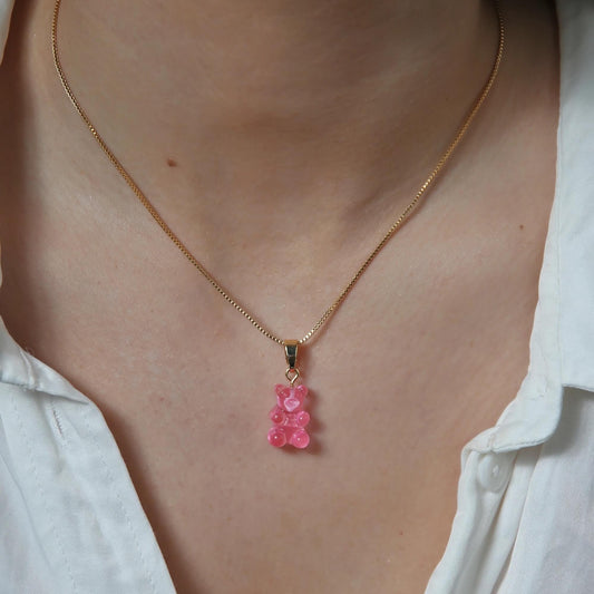 Crystal Haze Nostalgia bear pendant - Bubblegum pink