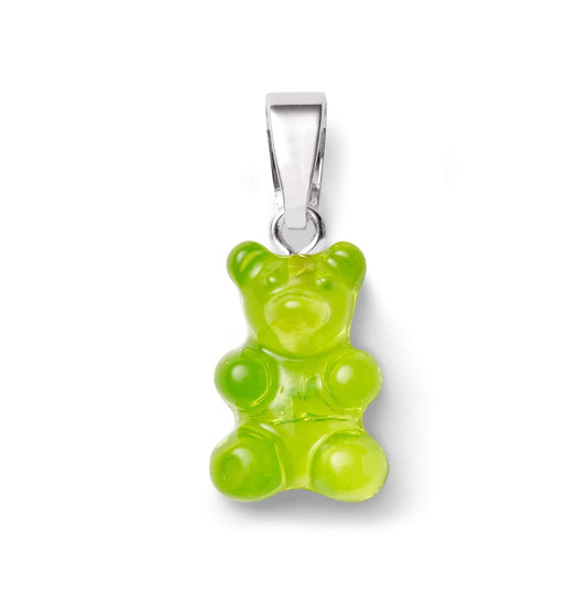 Crystal Haze Nostalgia bear pendant - Lime silver