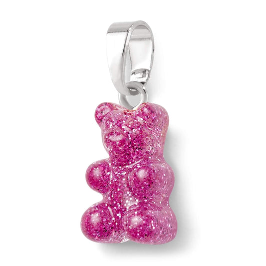 Crystal Haze Nostalgia bear pendant - Magenta silver