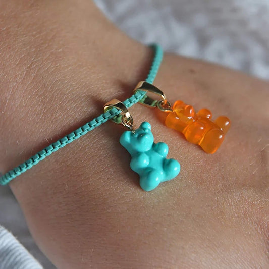 Crystal Haze Nostalgia bear pendant - Mykonos blue