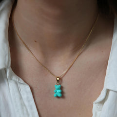 Crystal Haze Nostalgia bear pendant - Mykonos blue