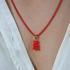 Crystal Haze Nostalgia bear pendant - Sangria