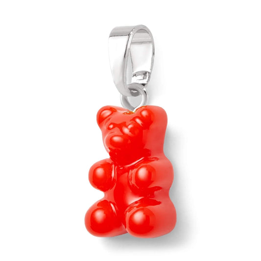 Crystal Haze Nostalgia bear pendant - Sangria silver