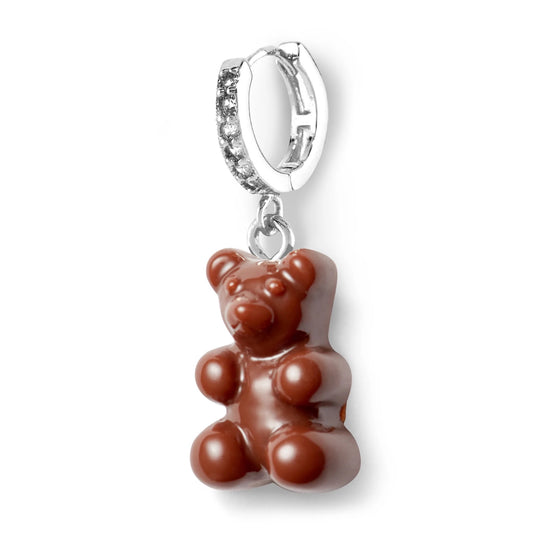 Crystal Haze Nostalgia bear earring - Chocolate silver